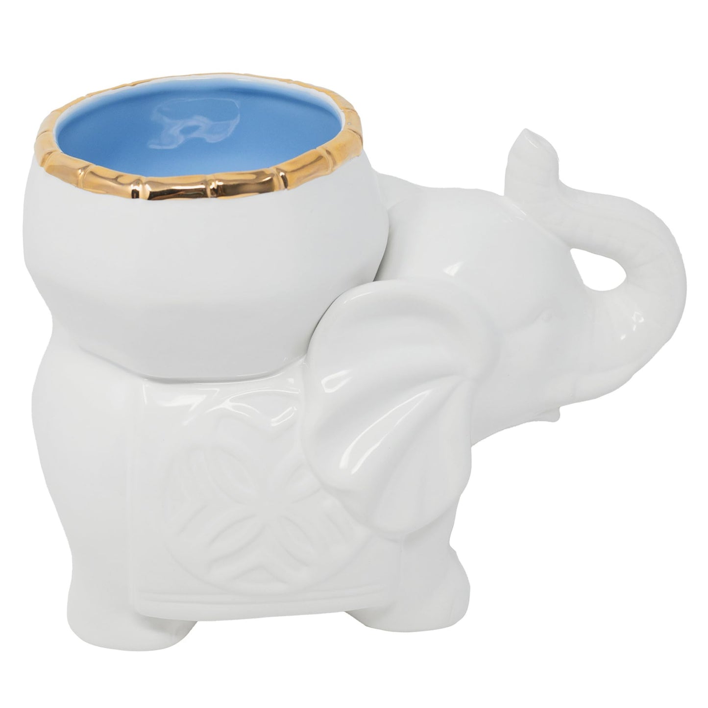 Lilly Pulitzer Small Elephant Shaped Cachepot Planter for Indoor Plants, Ceramic Pot with Gold Accents (Coconut)