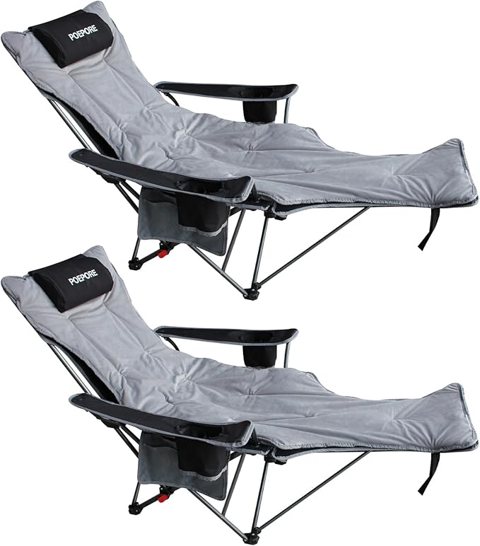 Reclining Camping Chair with Removable Footrest Lounge Chair with Headrest