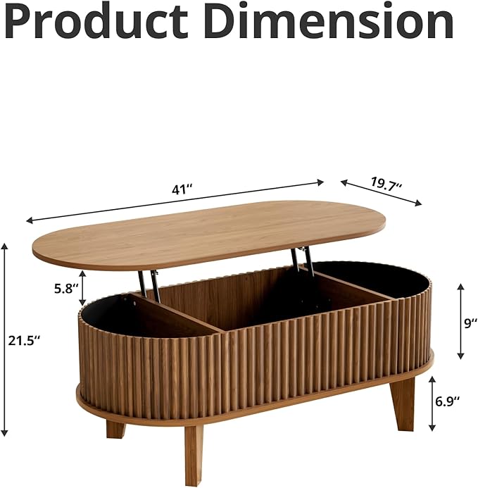 Oval Lift Top Coffee Table
