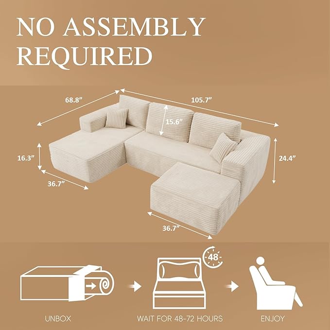 105" Convertible Sectional Couch