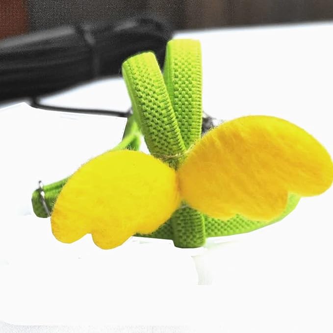 Pet Parrot Bird Harness Leash Adjustable Bird Flying Harness Traction Rope with Cute for Parrots Budgerigar Lovebird Cockatiel Mynah Outdoor Training Toy (Cockatiel/Green-cheeked Conure,Yellow)