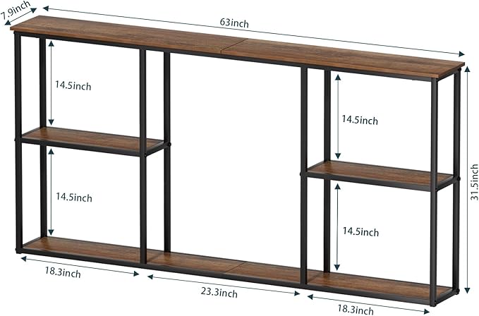 WOHOMO Console Table, 3-Tier Small Entryway Tables, Narrow Sofa Table