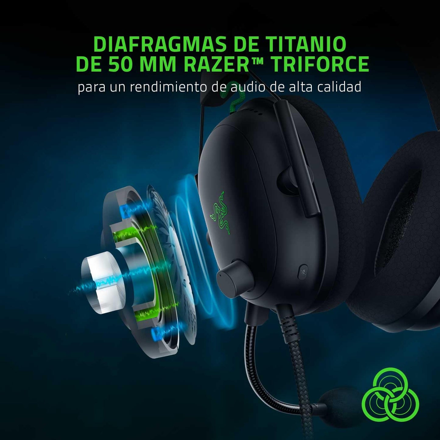 Razer BlackShark V2 Gaming Headset: THX 7.1 Spatial Surround Sound - 50mm Drivers - Detachable Mic - for PC, PS4, PS5, Switch, Xbox One, Xbox Series X|S - 3.5mm Audio Jack & USB DAC - Black