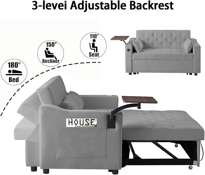 Auvsoce 53'' Convertible Sleeper Sofa Bed