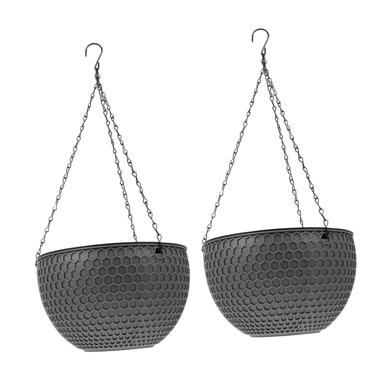 IWOWHERO 2Pcs Hanging Planter Plastic Honeycomb Rattan Weave Plant Basket for Use Deep Color