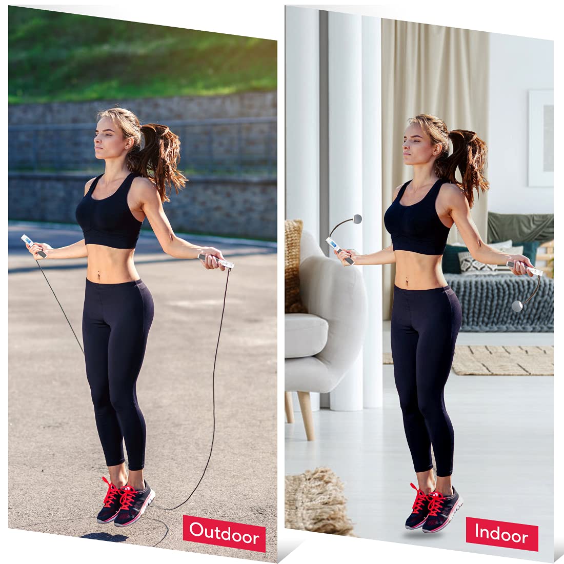 Te-Rich Jump Rope, Weighted Jump Rope for Fitness, Skipping Rope with Counter - Heavy Handles, Adjustable Length - Cordless Jumping Rope for Men Women Kids Fitness Exercise Training