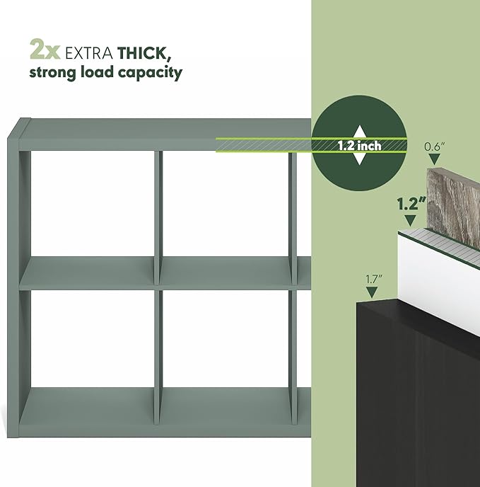 Furinno Cubicle Book Shelf, 6-Cube Bookshelf, Extra Thick Frame Horizontally &