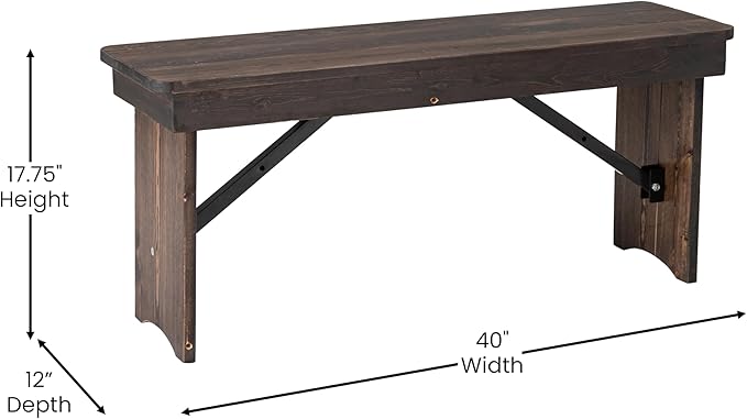 Flash Furniture HERCULES 40" x 12" Folding Farm Bench, Solid Pine Entryway