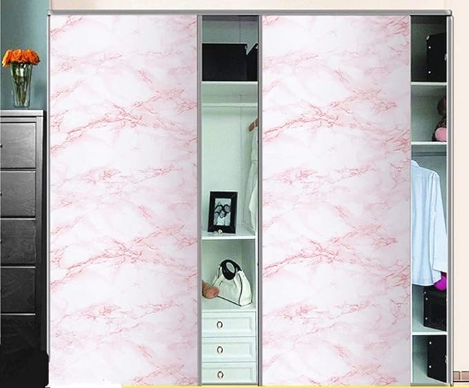 practicalWs 15.7 in x 236.2 in Self-Adhesive White Pink Marble Removable