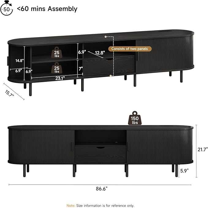 ONBRILL 86.6" TV Stand with Power Outlet