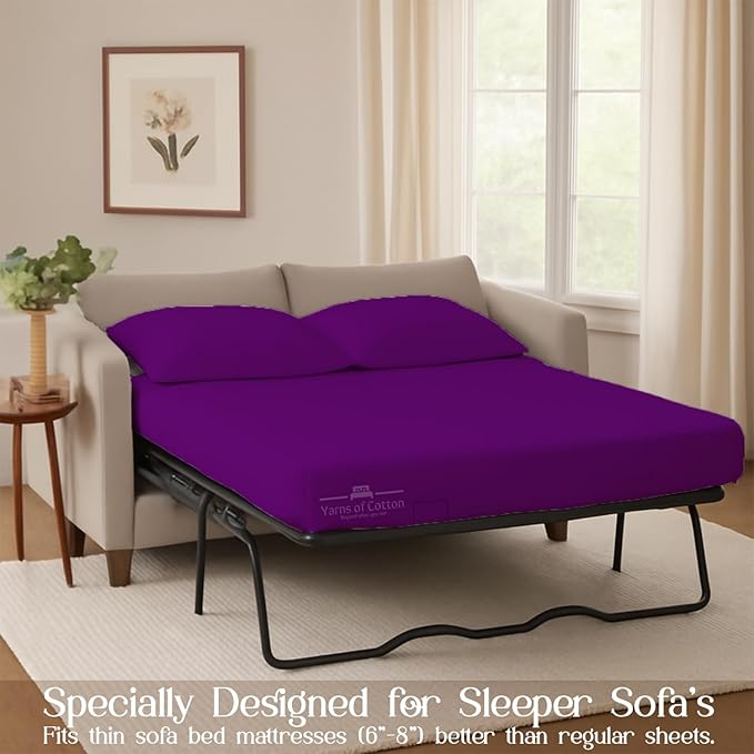 Sleeper Sofa Bed Sheet, 100% Cotton 400 Thread Count, 4 Piece Set, Deep Pocket