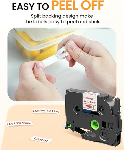Replacement for Brother TZe-232 TZe232 Red on White TZe TZ Tape 12mm 0.47 Laminated P Touch Label Maker Tape, Compatible with Brother PT-D210 PT-D220 PT-H110 PT-D400 PT-D410 PT-D600 PT-1280, 2-Pack