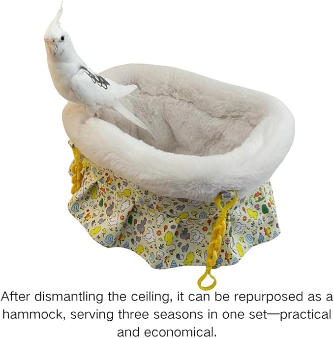 2 in 1 Warm Bird Carrier Bag, Bird Hammock Bed for Cage, Winter Travel Bag, Portable Parrot Outing Bag for Lovebird, Budgie, Conure, Quaker, Small Medium Birds (Green,Large)