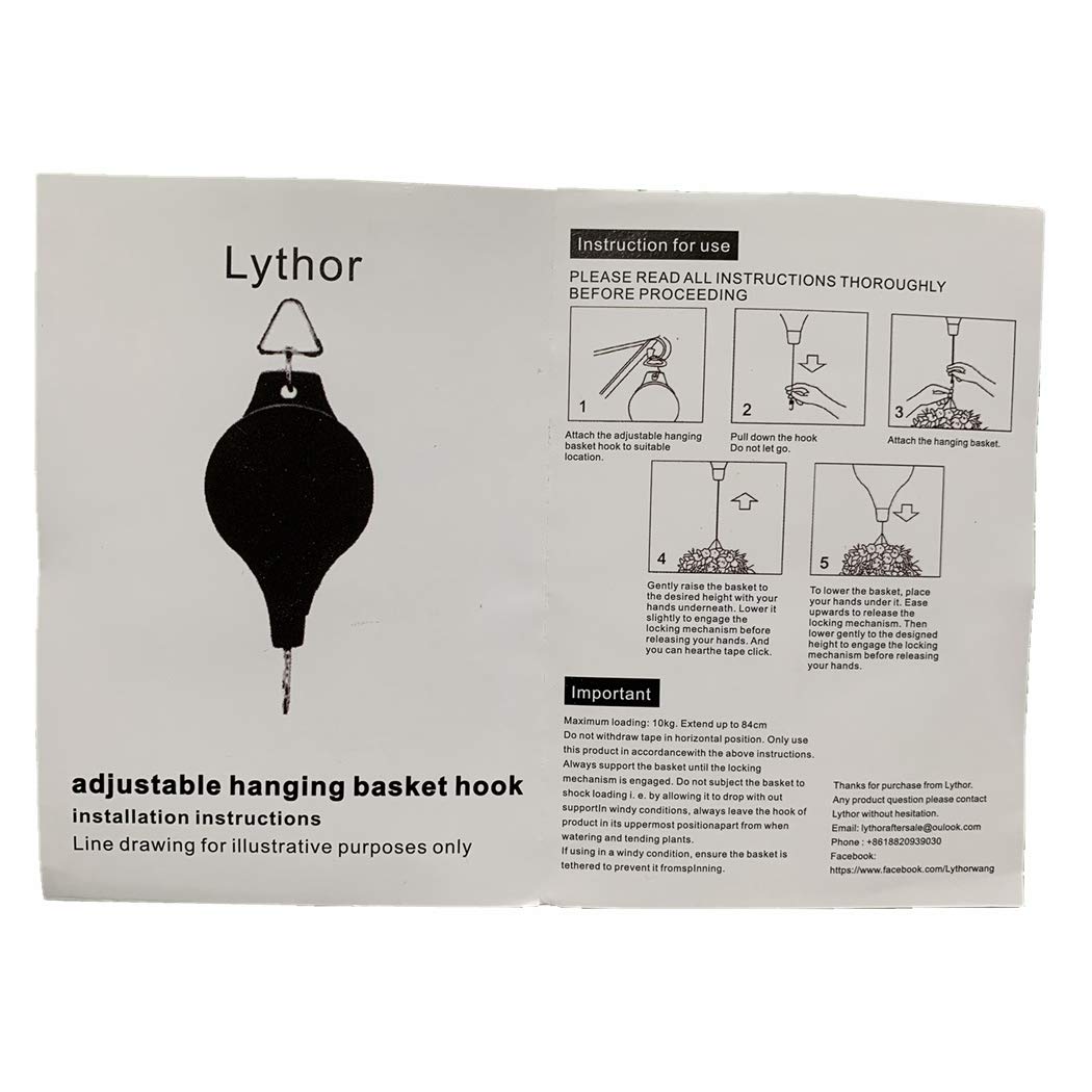 Lythor 4 Pack Plant Hook Pulley, Retractable Plant Hanger Easy Reach Hanging Flower Basket for Garden Baskets Pots and Birds Feeder Hang High up and Pull Down to Water Or Feed