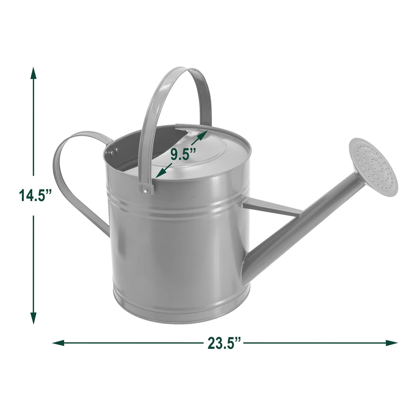 Classic Shiny Galvanized Metal Watering Can, Easy-Pour, Indoor and Outdoor, 2.6 gal, Shiny Galvanized Metal