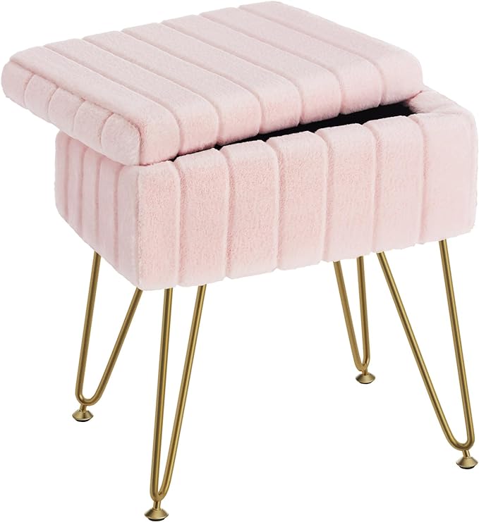 Greenstell Vanity Stool Chair Faux Fur