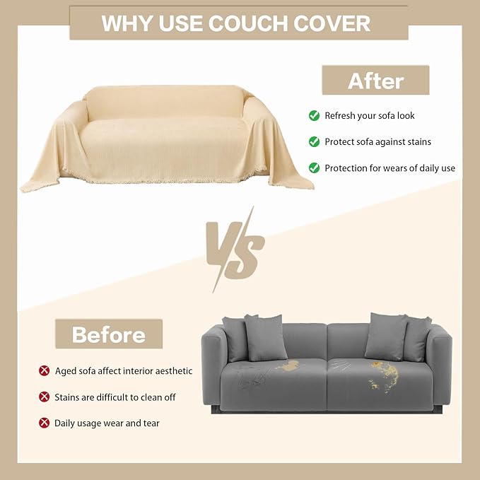 DREAMINGO Chenille Sofa Cover Washable Pet Couch Protector Cover Textured Couch