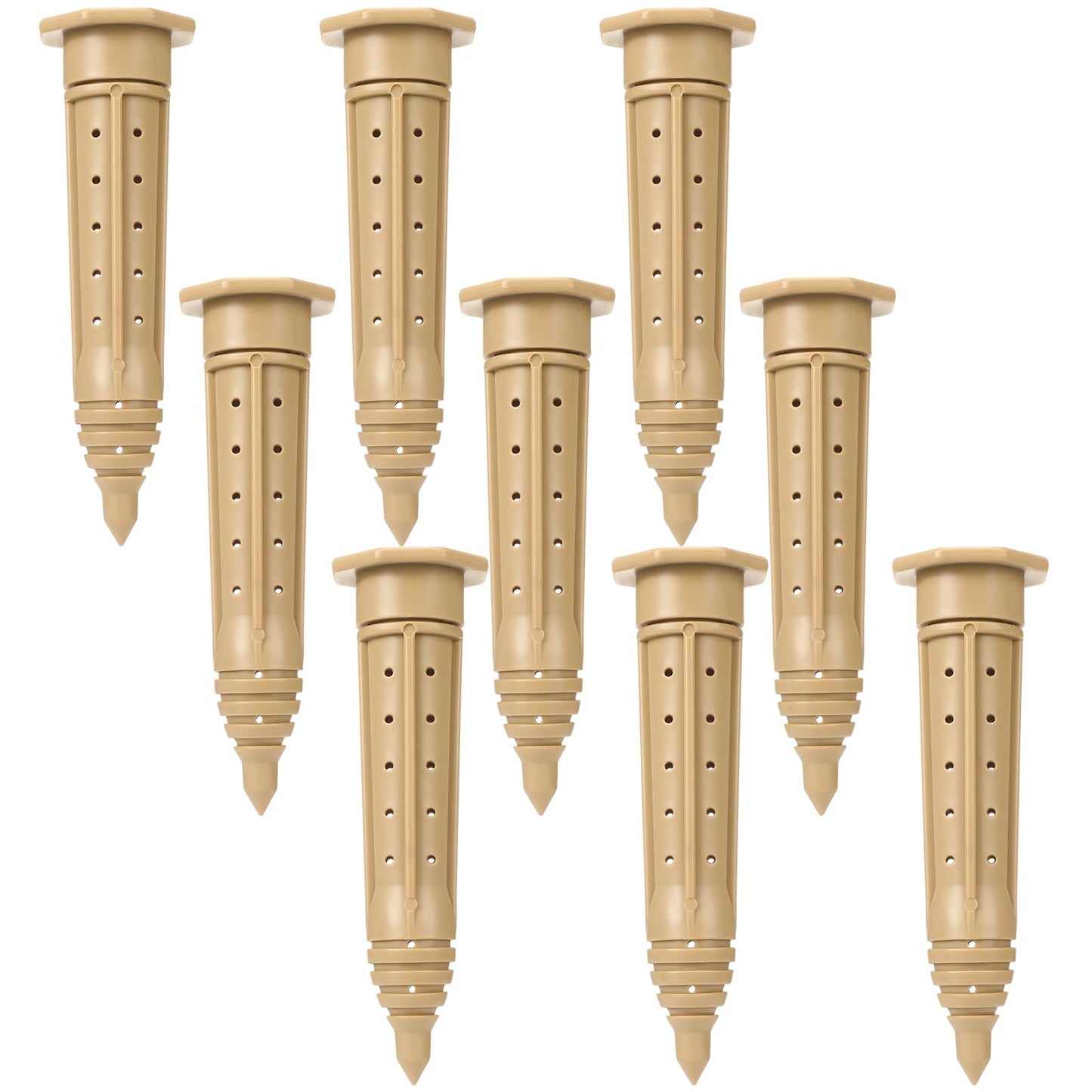 Briwooody 9 Pack 8 Inch Garden Watering Stake Large UV Protected ABS Plastic Deep Root Irrigation Spike Brown Drip System Parts Tubes for Trees Shrubs Bushes Flowers Fruits Vegetables Potted Plants