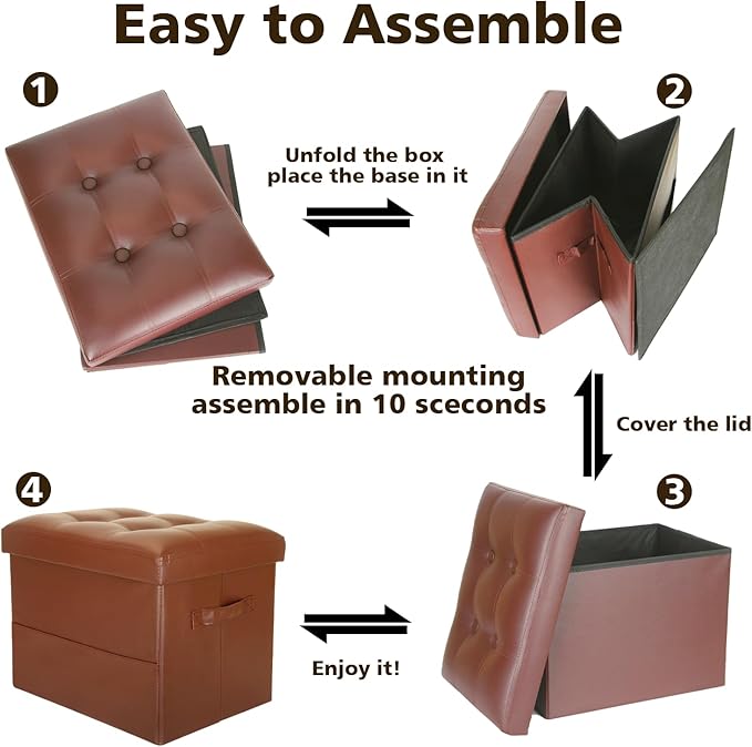 BelugaHelper Storage Ottoman Foot Rest Stool. Folding Ottoman