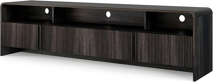AMERLIFE 70" Modern TV Stand for TVs up to 80", Fluted Wood Entertainment Center