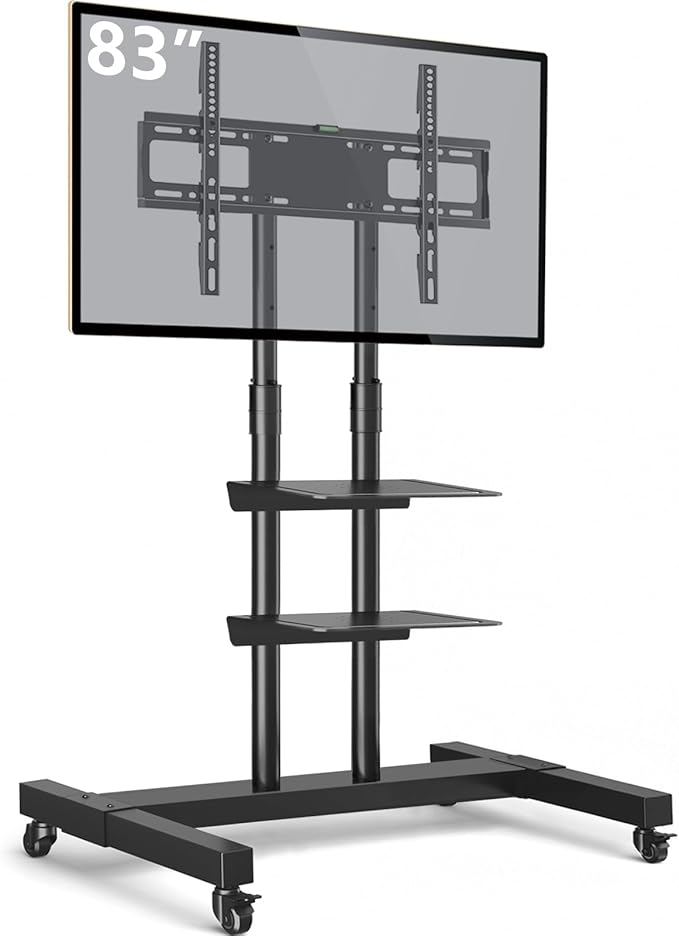 Mobile TV Stand Rolling TV Cart Floor Stand