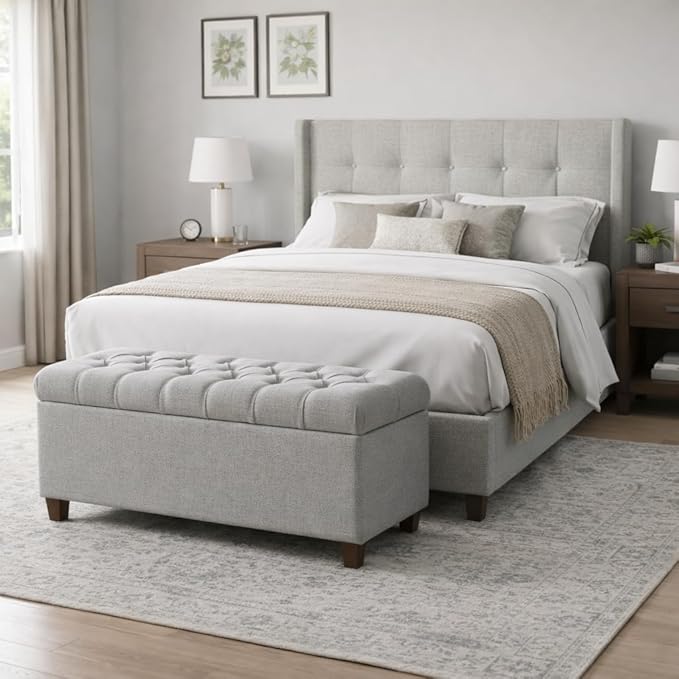Homepop Home Decor Tufted Ainsley Button Storage Ottoman Bench