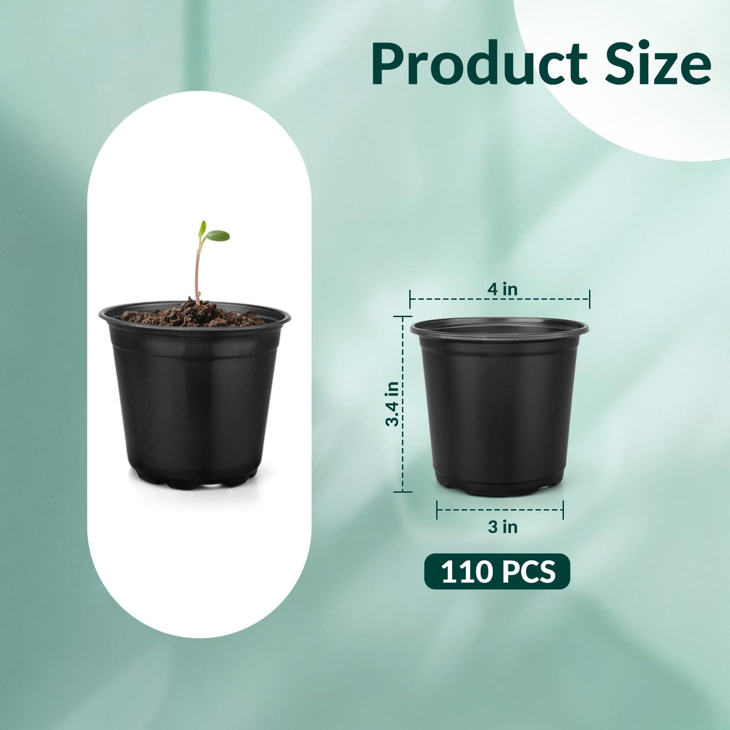 FUOAUYK 110 Pcs Small Plastic Palnt Pot, 4 5 6 Inch Nursery Pots with Drainage, Seedlings Starter Pots for Plants, Great for Herbs, Cuttings, and Starter Plants (110 pcs, 4 inch)
