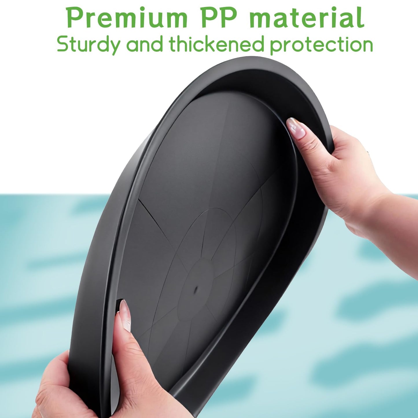 UCEHIPAW 14 Pcs Plastic Plant Saucers 16 Inch Black Thick Planter Drip Saucers Heavy Duty Planter Water Trays Round Plant Tray Large Flower Pot for Outdoors and Indoors