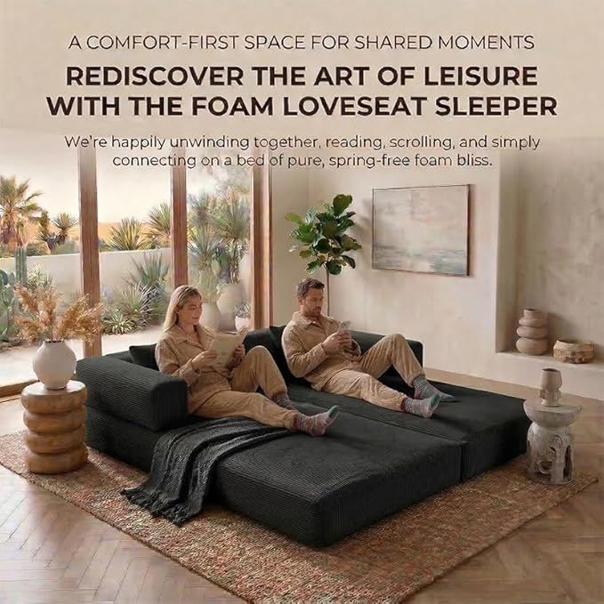78" 4-in-1 Convertible Sofa Bed, Boneless Corduroy Sleeper Couch