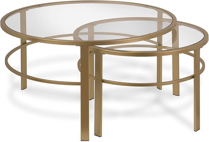 Henn&Hart Round Nested Coffee Table in Brass, Coffee Table coffee tables