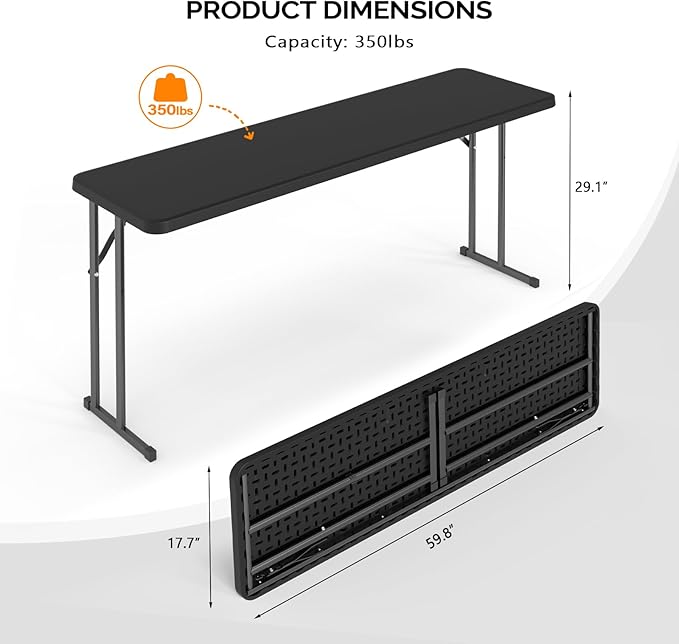 VINGLI 5 FT Narrow Folding Table, Home Work