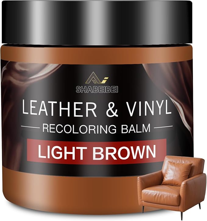 Leather Recoloring Balm and Scratch Repair Kit, Light Brown Leather Restorer