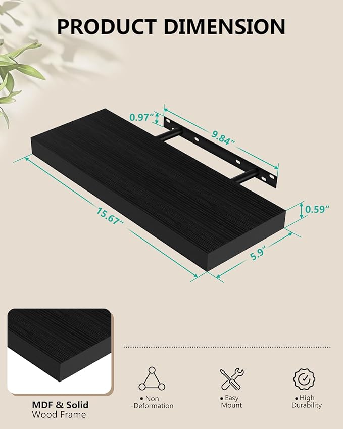 WALI Floating Shelves for Wall, 2 Tier Bathroom Storage Shelf Over Toilet