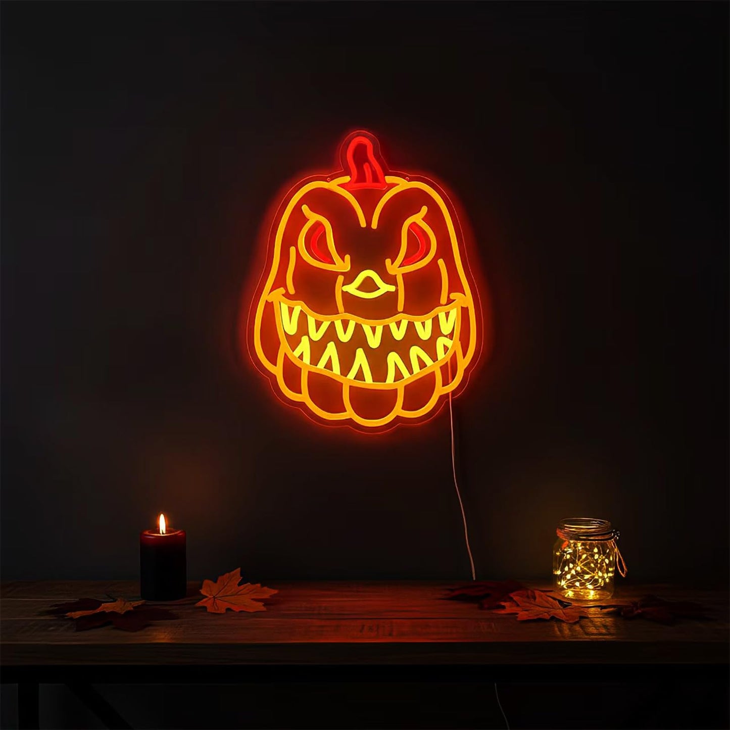 Pumpkin Neon Sign for Wall Decor, Spooky Pumpkin LED Wall Light, Fall Decor for Bedroom – USB Powered Dimmable Accent for Kids’ Room, Game Room, Bar, Halloween Party, Seasonal Holiday Gift