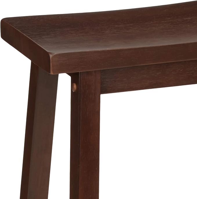 Amazon Basics Solid Wood Saddle-Seat Counter Height Bar Stools