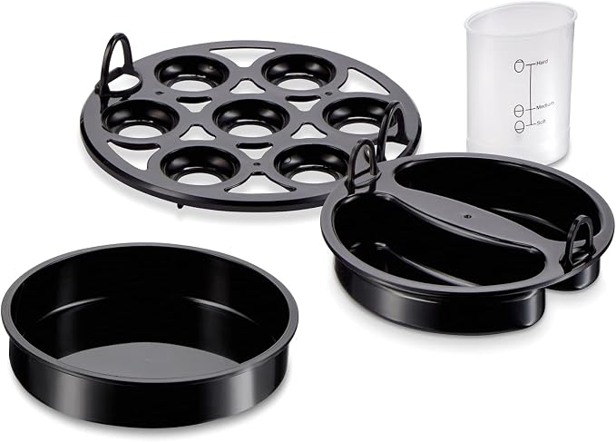 Hamilton Beach 3-in-1 Electric Egg Cooker for Hard Boiled Eggs, Poacher Eggs, Omelet Maker & Vegetable Steamer, Holds 7, Black (25507) (Pack of 2)