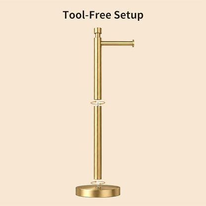 YUMORE Toilet Paper Holder Stand, 4.4lbs Heavy Duty Stainless Steel Free Standing Bathroom Tissue Roll Holder, Brushed Gold
