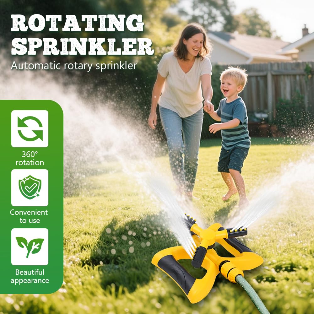 Upgrade Sprinklers for Yard, 2026 New Rotating Water Sprinkler for Lawn, Garden Sprinkler for Large Area Coverage, Lawn and Yard Sprinklers (Green)