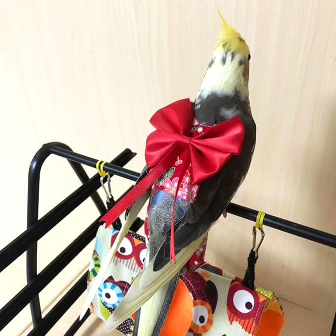 Bird Flight Suits Diapers, Parrot Flight Suits Diapers for Quaker Parakeets Cockatiels Flight Suits, Parrot Clothes (Red,L)