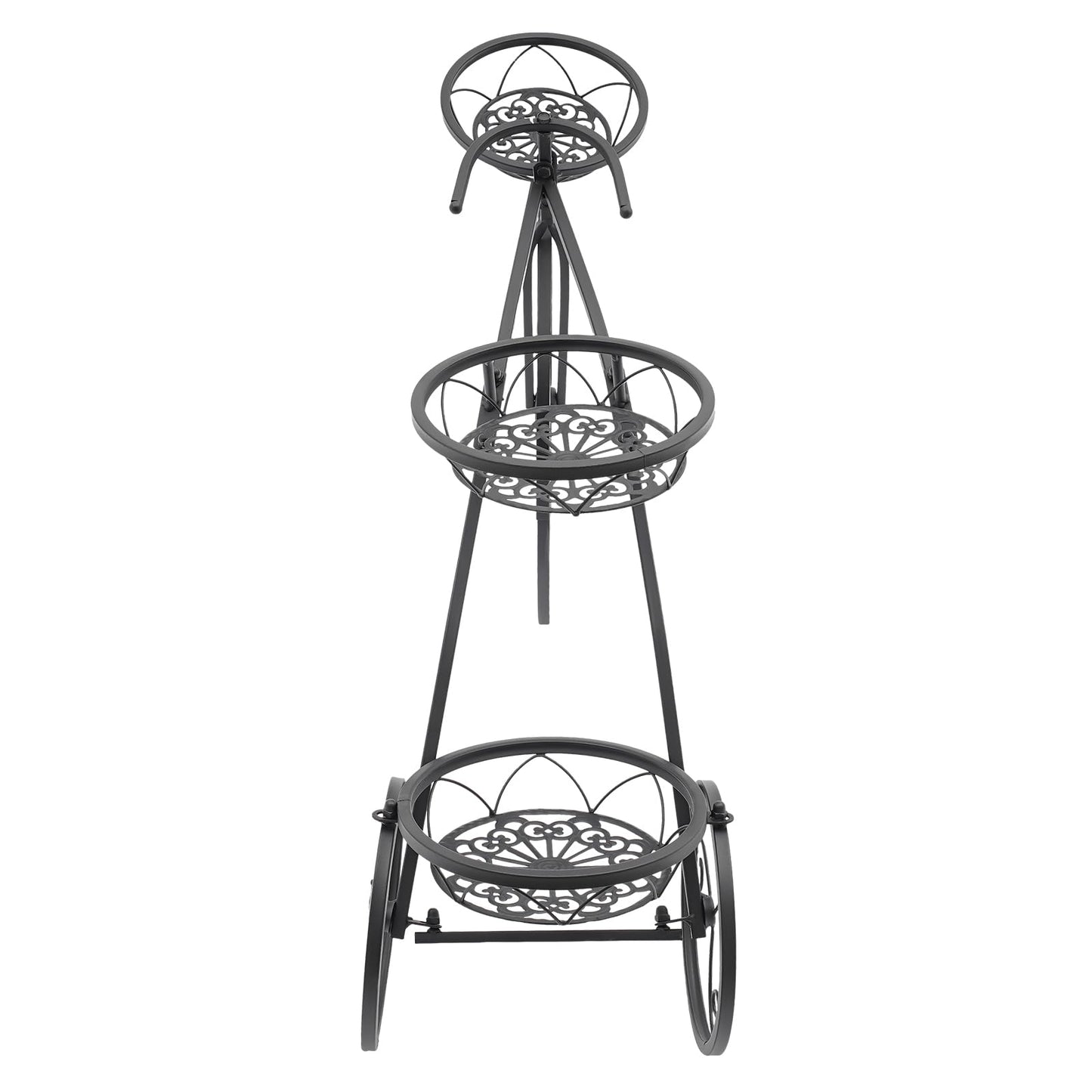lxrnqcey Bicycle Plant Stand, Three-wheeled Plant Stand, Outdoor Planter, Metal Standing Flower Holder Plant Stands for Patio, Deck, Garden or Lawn
