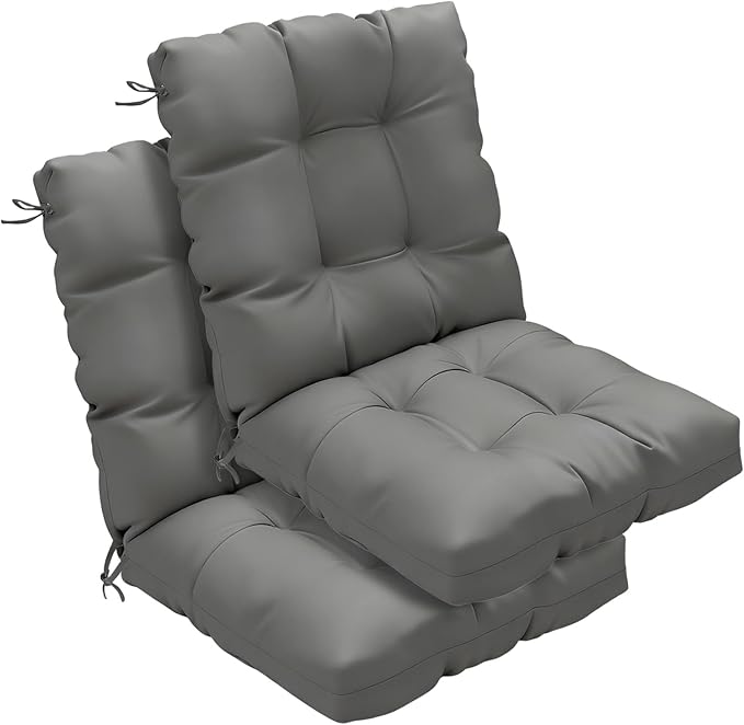 Outdoor Chair Cushions Set of 2, High Back Soft Seat Pad