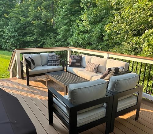 LayinSun Outdoor Aluminum Furniture Set, 4 Pieces Patio Sectional Conversation