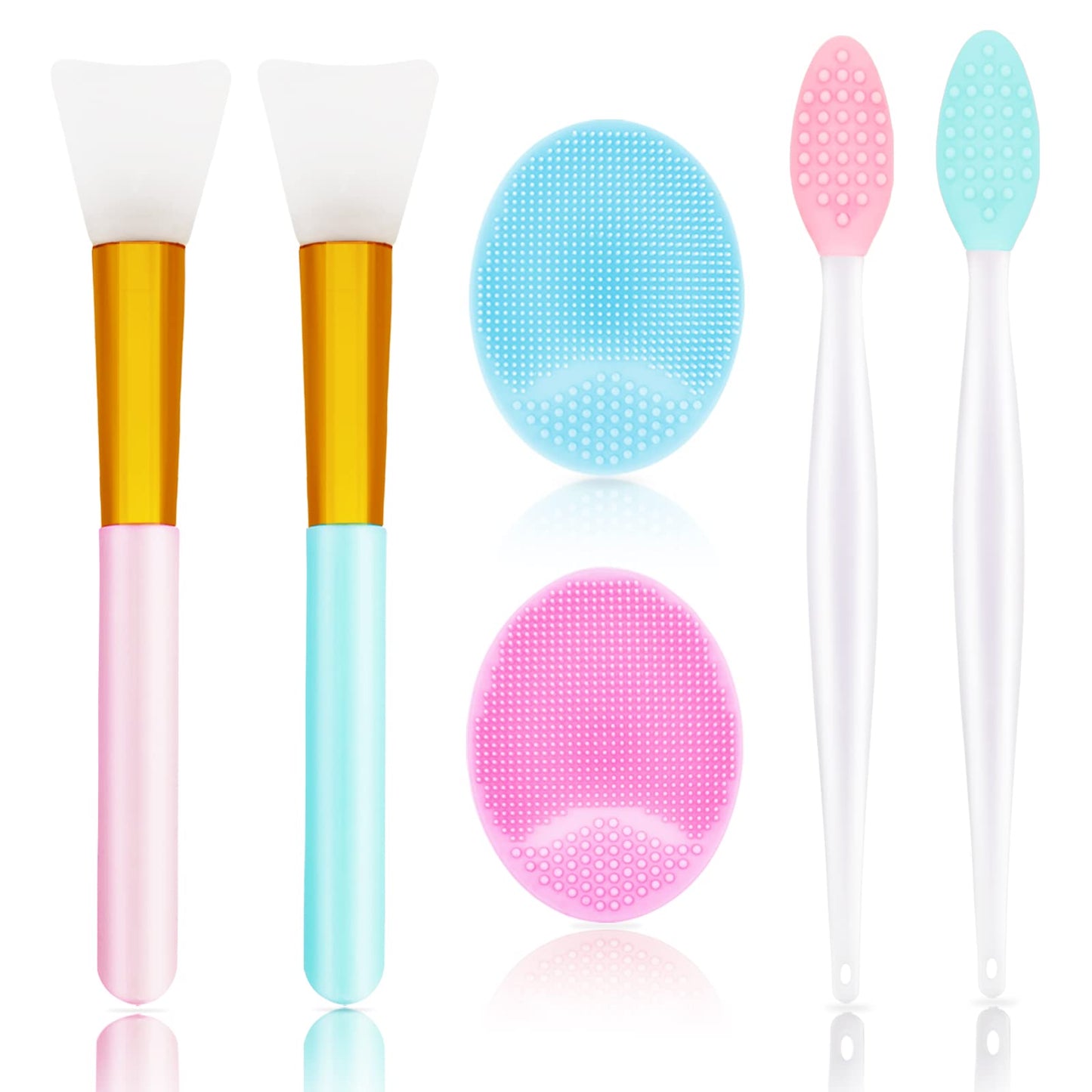 5PCS Silicone Scrubber Set, Lip & Face Cleansing Brush and 2PCS Exfoliating Face Brush for Men & Women