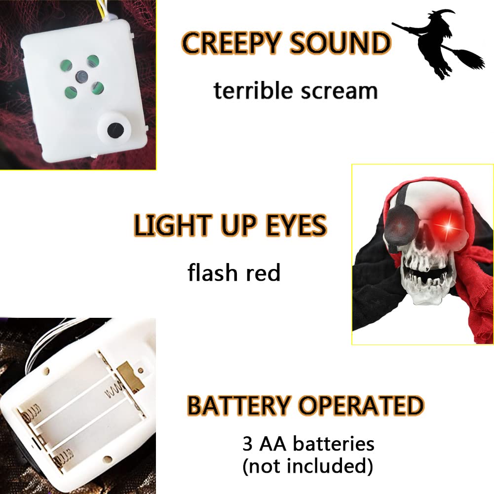 Halloween Groundbreaker Decoration, Scary Skeleton Decorations with LED Light and Sound Effect for Halloween Outdoor, Lawn, Yard, Patio, Haunted House Decorations