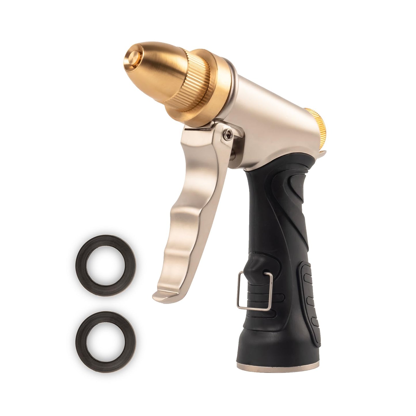 High pressure garden hose nozzle spray，Leak-Proof heavy metal water gun, watering plants and lawn, car washing, yard and pets (Soft Rubber Comfort Grip)