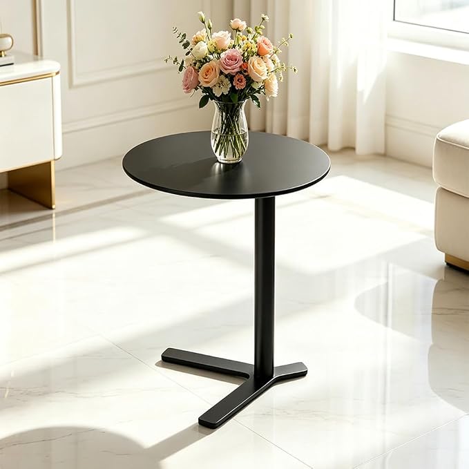 C Shaped End Table Round Side Table Living Room, Unique Aesthetics Simple Coffee Accent Table, Bedside Table Nightstand for Bedroom, Multifunction Metal Small Side Table for Sofa Balcony Couch Patio