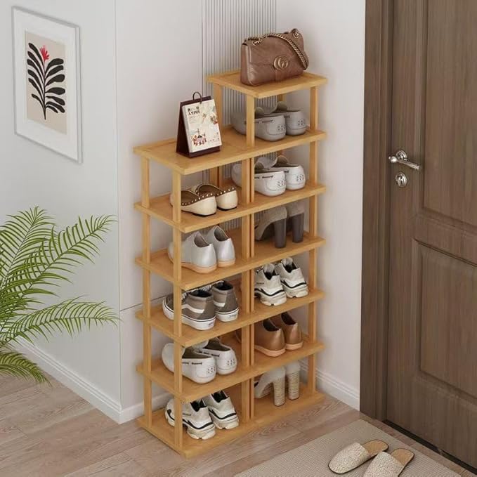 SAN HE Bamboo Shoe Rack 5Tier- Vertical Shoe Rack