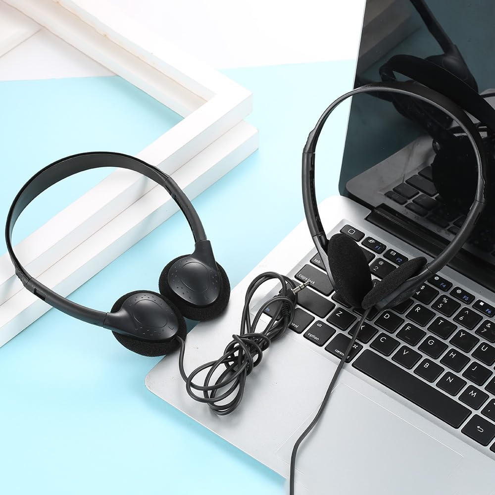 CN-Outlet 100 Pack Classroom Headphones Bulk for School Students Kids Teen Children and Adults, Wholesale Sturdy Wired Headphones Classroom Earphones (Black, 100 Pack)