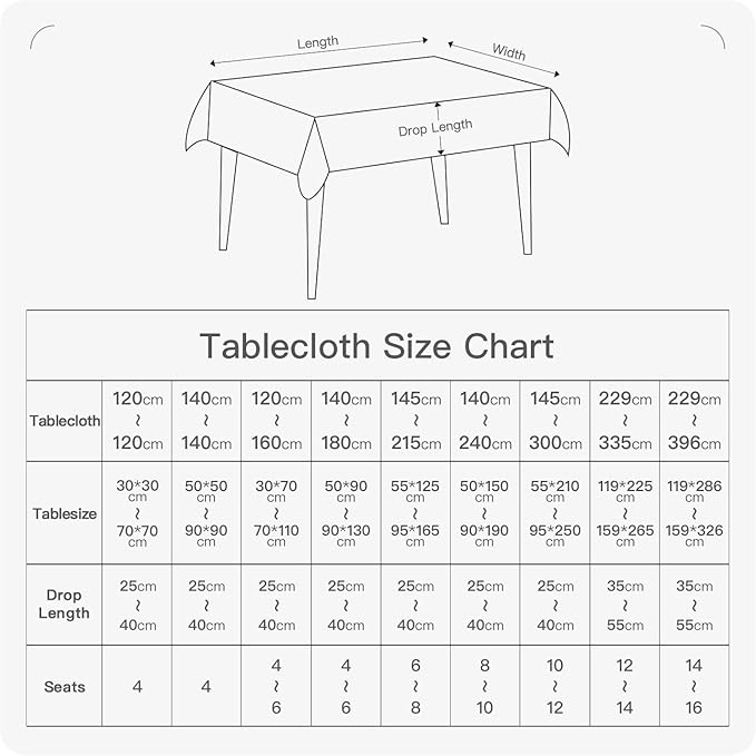 BALCONY & FALCON Rectangle Tablecloth Washable Wrinkle Resistant and Water