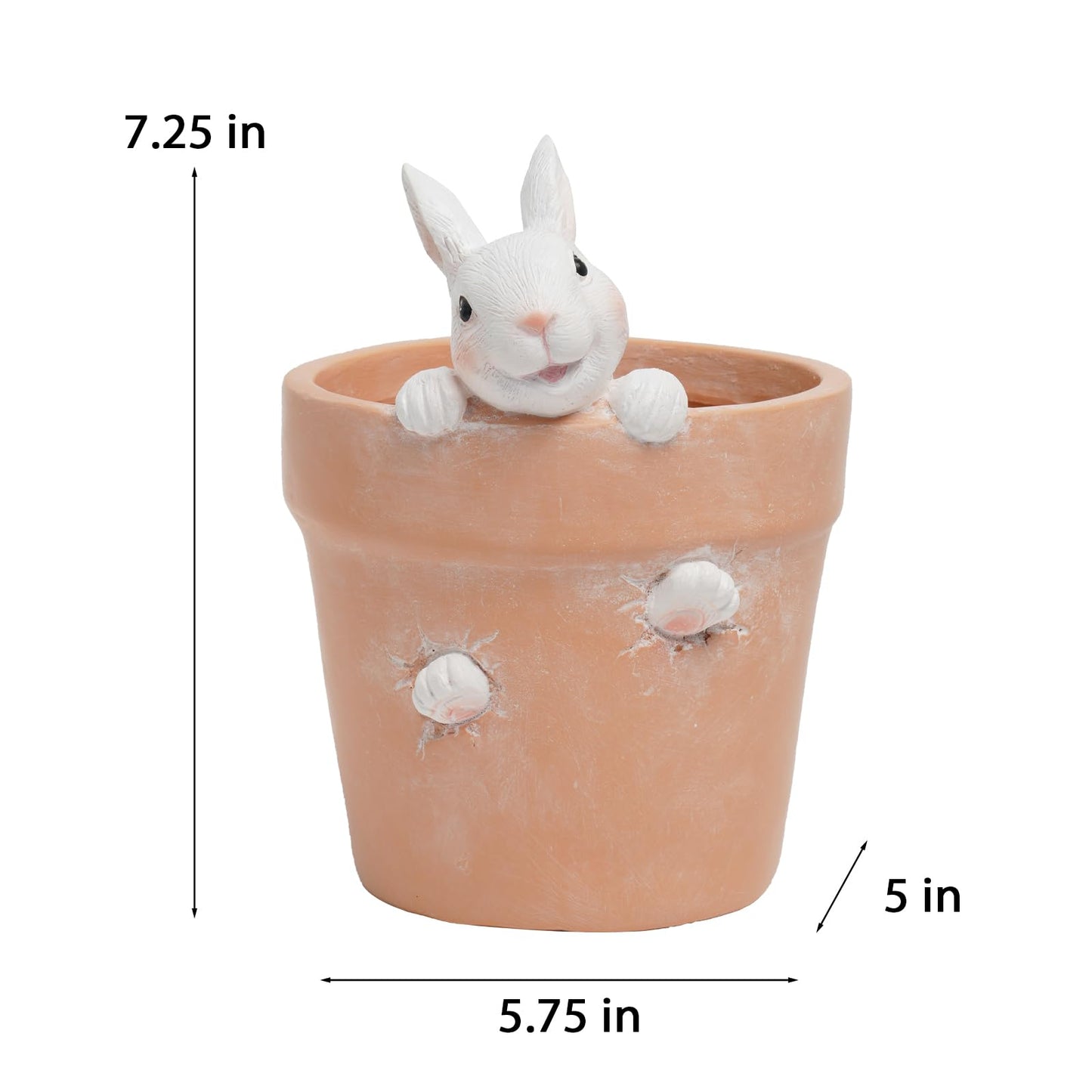 Easter - Spring Flower Pot - Bunny Decor - Easter Decoration - Decorative Garden Pots for Cactus Succulents Planter with Drainage Hole for Home Farmhouse Decor 5.75 x 5 x 7.25 inch Newman House Studio